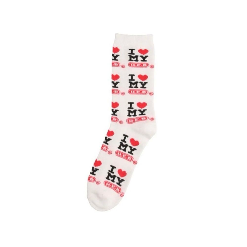 The product is a set of "I Love My HEB" socks 
New in package 
One size